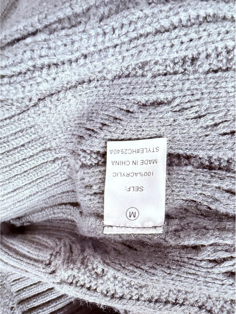 Haptics by Holly Harper Women Gray Lace Up V Neck Cable Knit Med Oversized